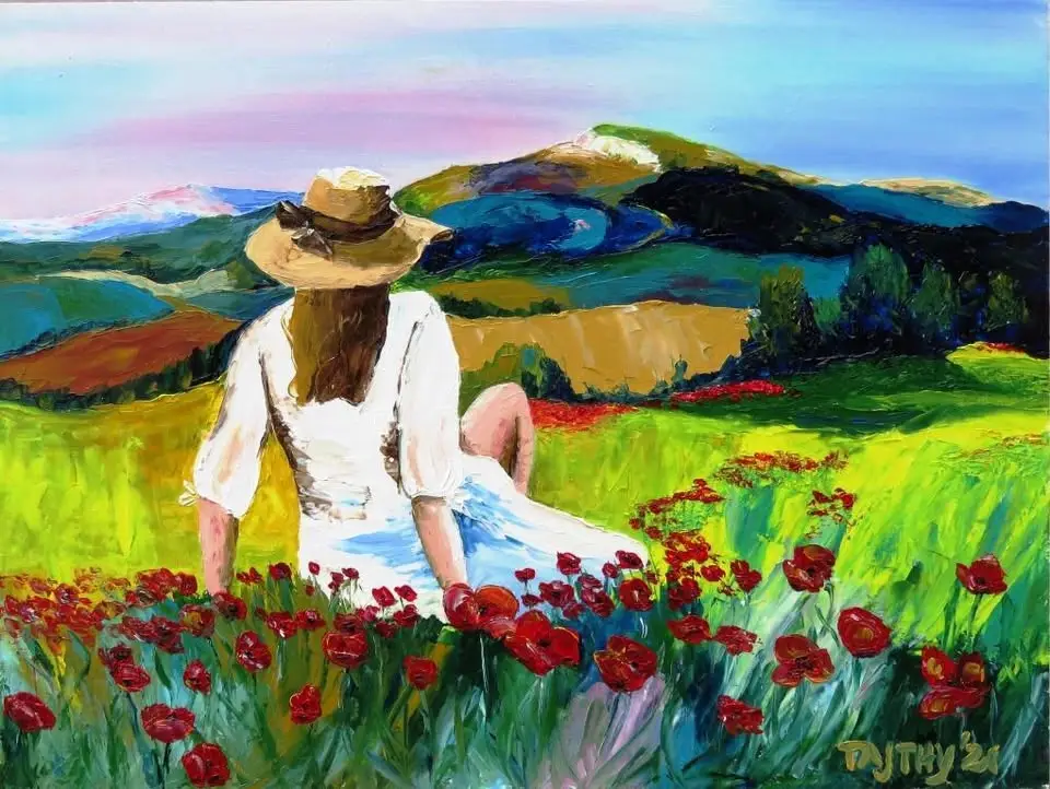 Kreatív Kávé szegedi olajfestés: Toszkán pipacsok