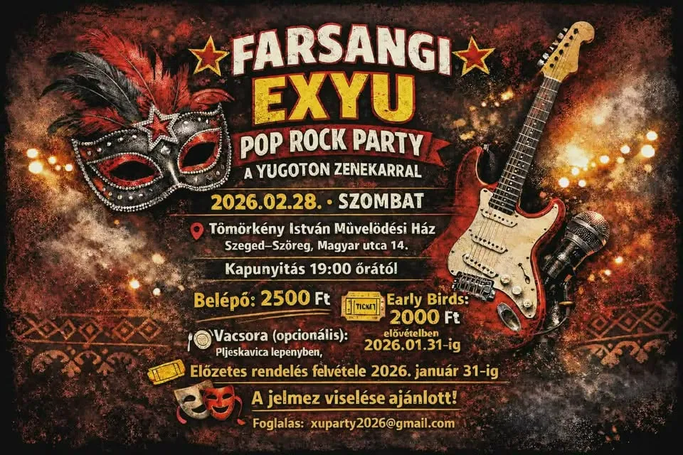 Farsangi Ex-YU Pop Rock Party -zártkörű rendezvény