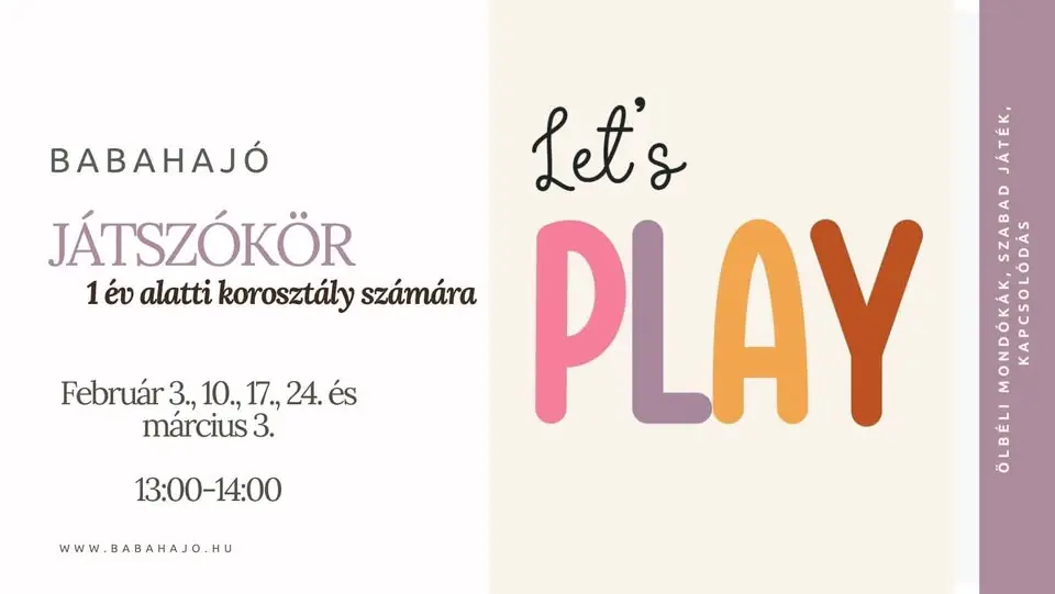 Babahajó játszókör 1 év alatti korosztály számára - 5 alkalmas - BETELT