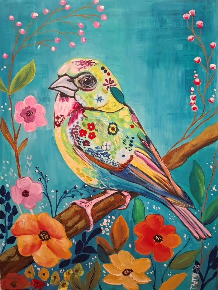 Kreativna kafa Seged akrilna slika: Ptica sreće