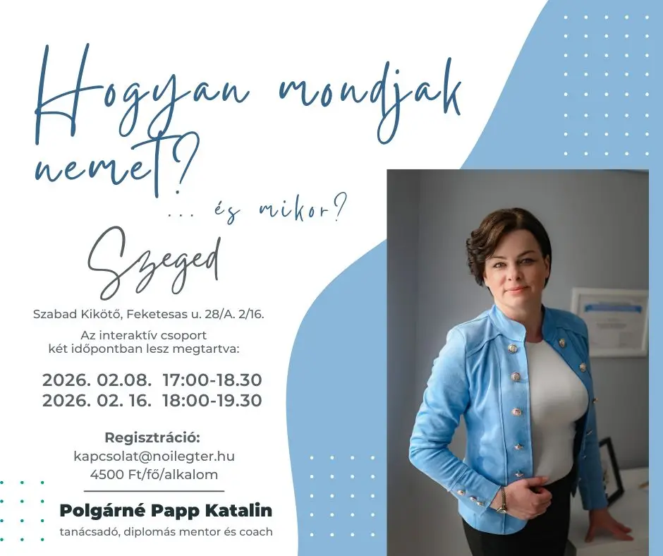 Hogyan mondjak nemet? És mikor? - Polgárné Papp Katalinnal interaktív csoportfoglalkozás