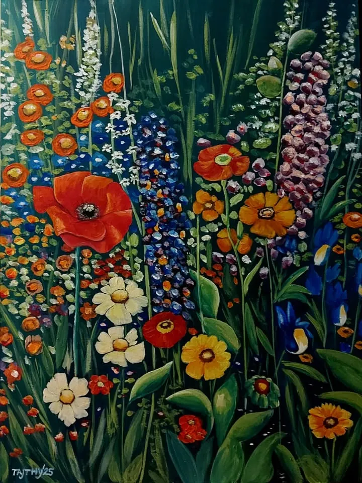 Kreativna kafa Szeged akrilna slika: Klimt - Cvetna bašta