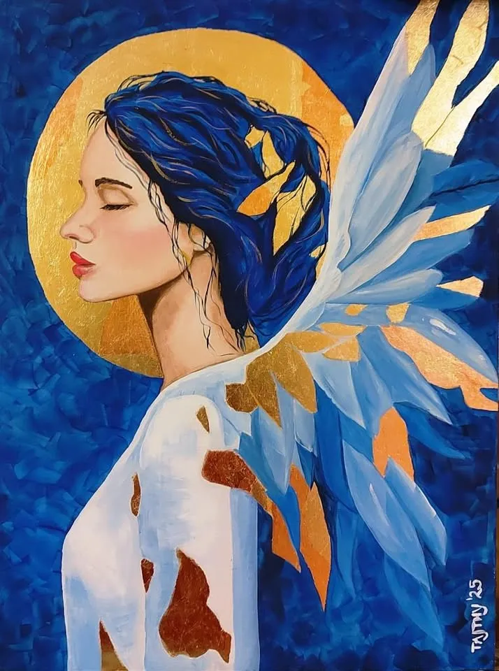 Kreativna kafa Seged akrilna slika Zlato: Anđeo čuvar